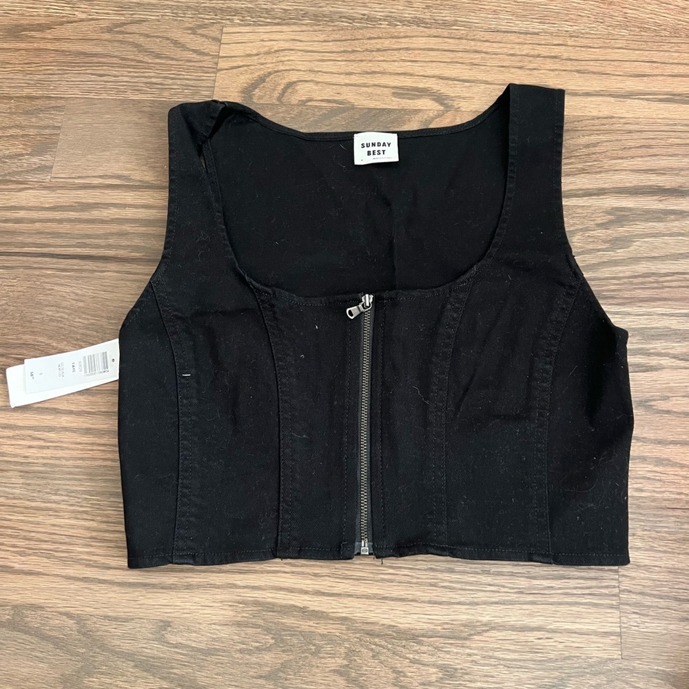 Sunday Best Black Denim Corset Top